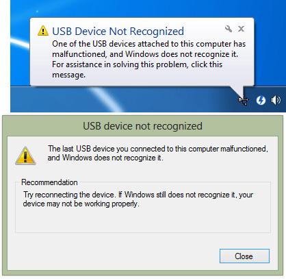 USB Divice not recognized